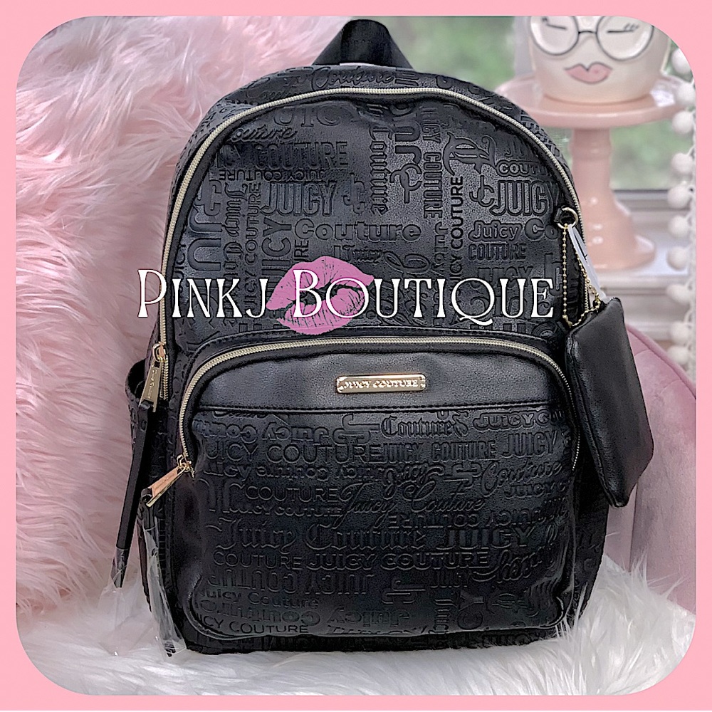 💗👜{Juicy Couture} Black Word Search Play Embossed Logo | Backpack | Purse!